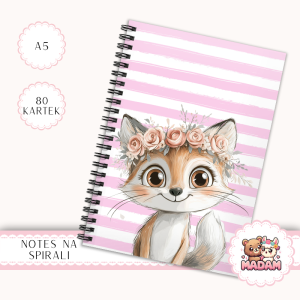 Notes A5 gładki 80 kartek Lisek w Wianku Kwiatowym MaDam Creative