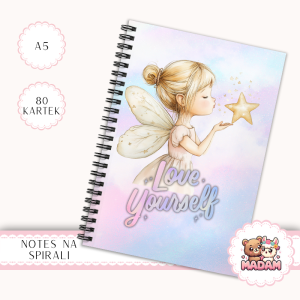 Notes A5 gładki 80 kartek Wróżka Love Yourself Pastelowy MaDam Creative