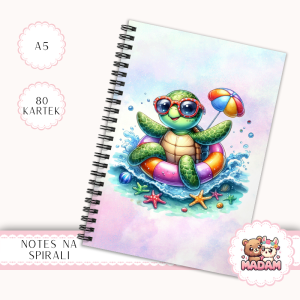 Notes A5 gładki 80 kartek Żółw w Okularach Letni Styl MaDam Creative