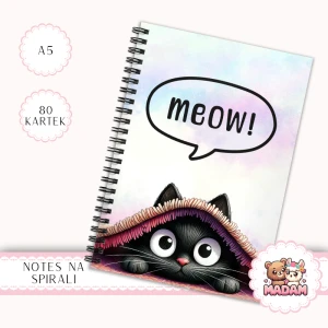 Notes A5 w kropki 80 kartek Czarny Kot Meow Kocyk MaDam Creative