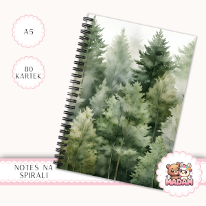 Notes A5 w kratkę 80 kartek Akwarelowy Las Zielony Spokój MaDam Creative