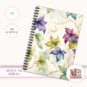 Notes A5 gladki 80 kartek Kwiaty Vintage na Jasnym Tle MaDam Creative