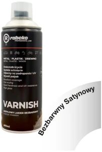 Lakier bezbarwny akrylowy w sprayu 400ml Ral Varnish Satin, Rabeko