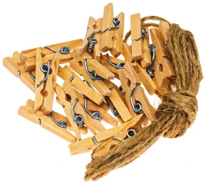 Klamerki ozdobne naturalne 2,5cm + sznurek, Brewis