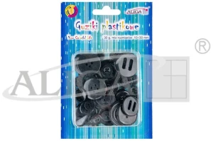 Guziki plastikowe czarne mix 10-30mm op. 30g GUZ-7597, Aliga