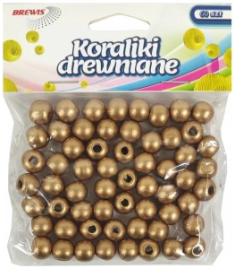 Koraliki drewniane 10mm złote KD10-1, Brewis