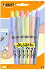 Zakreślacz Highlighter Grip Pastel mix blis. 12-kol., BiC