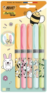 Zakreślacz Highlighter Grip Pastel Kawaii mix blis. 5-kol., BiC