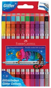 Flamastry dwustronne etui 20-kol. brokatowych, Faber-Castell