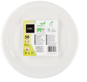 Talerzyki papierowe HRC TH02 średnica 227 mm op. 50 szt. białe, Pol-Mak