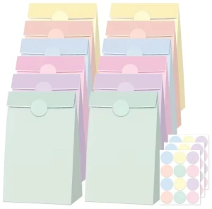 Torebki papierowe pastelowe z naklejkami op. 12szt., Dp Craft