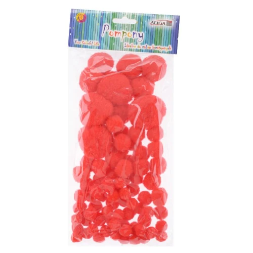 Pompony czerwone mix wielkości 80 szt. Aliga