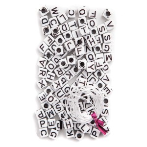 Koraliki, 130 Szt. - Literki Białe Dpcraft