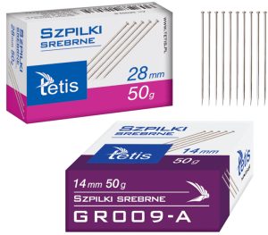 Szpilki 14mm kol. srebrny op. 50g, Tetis