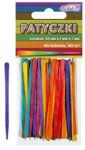 Patyczki kreatywne mix kolorów 88x5x2mm op. 100szt, Aliga