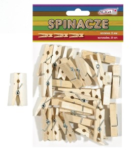 Spinacze klamerki naturalne drewniane 35mm 25szt Aliga