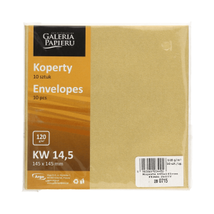 Koperty ozdobne 145x145mm Pearl złoty 120g 10 szt., Galeria Papieru