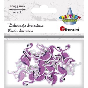 Drewniane flamingi 20x35mm na piance samoprzylepnej 3D różowe 20szt., Craft Fun