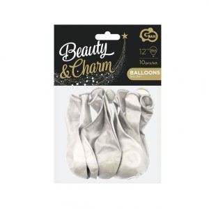 Balony kolorowe metaliczne białe 10 sztuk Beauty&Charm Godan
