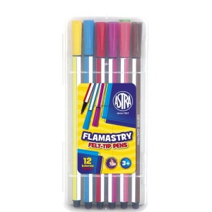 Flamastry heksagonalne ASTRA 12 kolorów w etui
