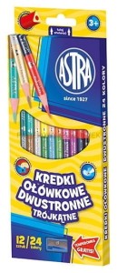 Kredki ołówkowe dwustronne Astra 12 sztuk = 24 kolory