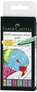 Pisaki artystyczne Faber-Castell Brush Pen Pastelowe 6 sztuk pędzelkowe PITT