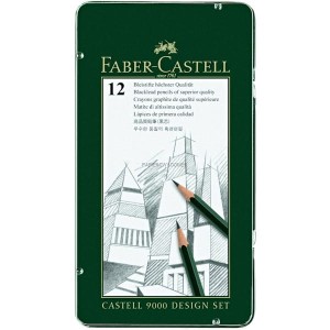 Ołówki grafitowe Faber-Castell 9000 komplet Design 12 sztuk w metalowej kasecie