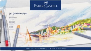 Kredki ołówkowe akwarelowe Faber-Castell Goldfaber Aqua 36 kolorów w metalowej kasecie