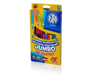 Kredki ołówkowe dwustronne Astra Jumbo 12 sztuk = 24 kolory