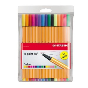 Cienkopisy Stabilo Point 88 komplet 10 kolorów + 5 neonowych