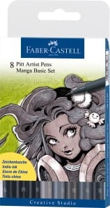 Pisaki artystyczne Faber-Castell Brush Pen Manga 8 sztuk pędzelkowe +S+M+B PITT