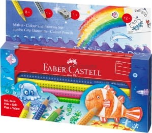 Kredki ołówkowe grube trójkątne Faber-Castell 8 kolorów zestaw do malowania Jumbo Grip