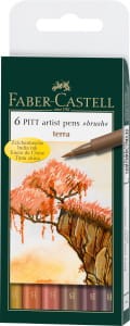 Pisaki artystyczne Faber-Castell Brush Pen Terra 6 sztuk pędzelkowe PITT