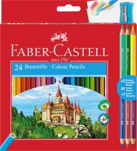 Kredki ołówkowe Faber-Castell 24 kolory + 3 kredki dwustronne Zamek