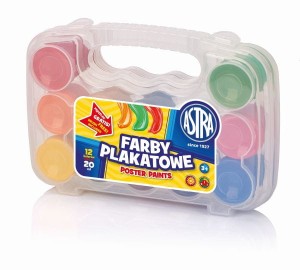 Farby plakatowe w walizce Astra 12 kolorów x 20 ml