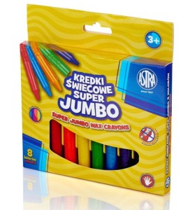 Kredki świecowe Astra grube 8 kolorów Jumbo