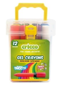 Kredki żelowe wykręcane Cricco 12 kolorów w wiaderku