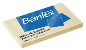 Karteczki samoprzylepne żółte 100 x 75 mm 100 karteczek Bantex
