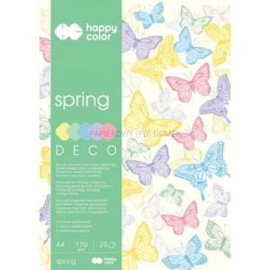 Blok techniczny odcienie wiosny  A4 20 arkuszy 170g 5 kolorów Happy Color