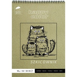 Szkicownik kołonotes A4 60 ark. 90 g. Młody Artysta., Happy Color