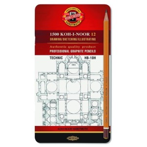 Zestaw ołówków grafitowych Koh i Noor 12 sztuk HB-10H Technic 1500