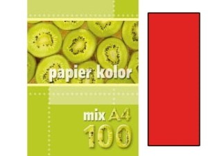 Papier kolorowy czerwony A4 80g 100 ark., Kreska