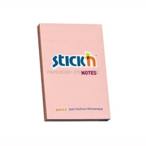 Karteczki samoprzylepne pastelowe notes 76x51 mm różowe, Stick'n