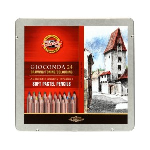 Pastele suche w drewnie Koh i Noor 24 kolory Gioconda w metalowej kasecie