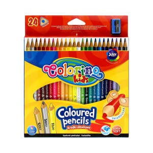 Kredki ołówkowe trójkątne Colorino 24 kolory z temperówką