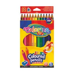 Kredki ołówkowe grube trójkątne Colorino 12 kolorów Jumbo z temperówką