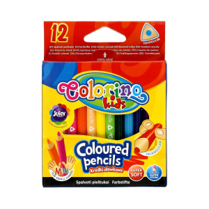 Kredki ołówkowe trójkątne mini Colorino 12 kolorów długość 6,5 cm