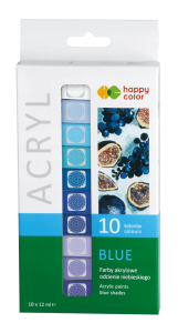 Zestaw Farb akrylowych 10 kolorów x 12 ml odcienie niebieskiego Happy Color