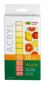 Zestaw Farb akrylowych 10 kolorów x 12 ml odcienie żółtego Happy Color