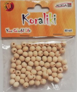 Koraliki drewniane naturalne do makram kulki 8 mm op. 80 sztuk, Aliga